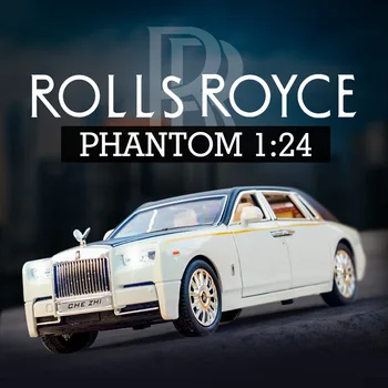 1: 24 Rolls-Royce Phantom, Литые модели автомобилей и игрушечные транспортные средства, Металлическая модель игрушечного автомобиля, Имитация звука, коллекция света, детский подарок