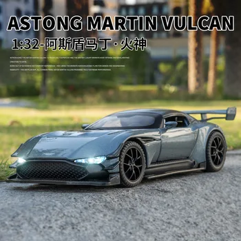 1: 32 Моделирование спортивного автомобиля Aston Martin VULCAN, Отлитая под давлением модель из металлического сплава, Звуковая подсветка автомобиля, Коллекция детских игрушек, подарки