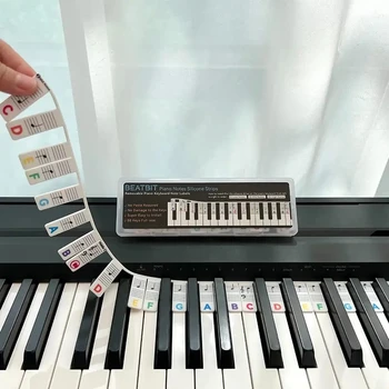 1 шт. многоразовых силиконовых наклеек для заметок на клавиатуре пианино -идеально подходит для детей и начинающих изучать ноты на фортепиано