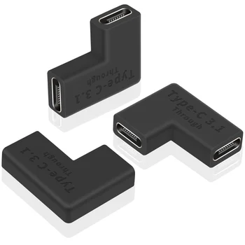 10 шт. USB Type C 3.1, Соединитель с прямым углом, удлинитель, 10 Гбит/с, быстрая зарядка данных для ноутбука, мобильного телефона