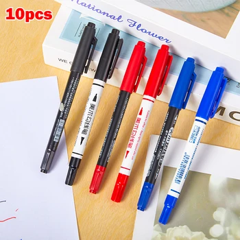 10шт Двуглавая линейная ручка Для рисования, штрих-линия, крючок, масляный маркер, износостойкая волокнистая ручка, Чернильная ручка, художественные канцелярские принадлежности