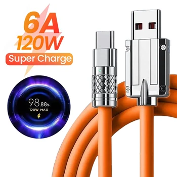 120 Вт 6A Кабель USB Type C Сверхбыстрая зарядка для Huawei Honor 2 М Шнур для передачи данных из жидкого силикона и алюминиевого сплава Samsung Xiaomi