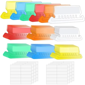 120 Комплектов Разноцветных подвесных вкладок для папок с файлами С пустыми вставками, 2 Дюйм(ов) Пластиковых подвесных вкладок для папок