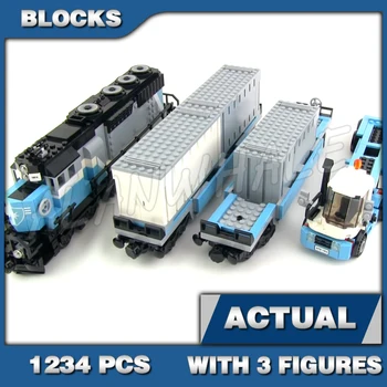 1234 шт. Креативный Экспертный грузовой поезд Контейнеры Маневровый грузовик съемный прицеп 21006 Строительные блоки игрушки, совместимые с моделью