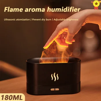 180 Мл USB Диффузор эфирного масла с Имитацией пламени Ультразвуковой Увлажнитель воздуха для домашнего Офиса, Освежитель воздуха, Распылитель для успокоения сна