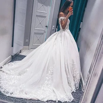 2022 Свадебное платье Принцессы с открытыми Плечами, Милое Vestido de noive, Кружевной Топ С Аппликациями, Платье Невесты, robe de mariee