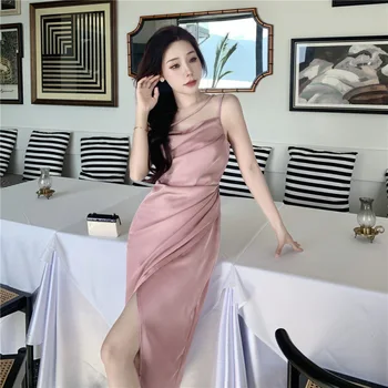 2023 Женское модное вечернее платье, Летнее сексуальное платье на бретелях, женское вечернее платье с длинной юбкой