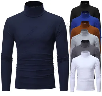 2023, Мужская тонкая футболка с высоким воротом и длинным рукавом, Новая мода, стиль нижнего белья, мужское однотонное термобелье