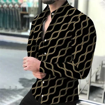 2023, новая мужская модная рубашка с длинными рукавами и лацканами, креативный узор высокой четкости, высококачественный удобный мягкий материал