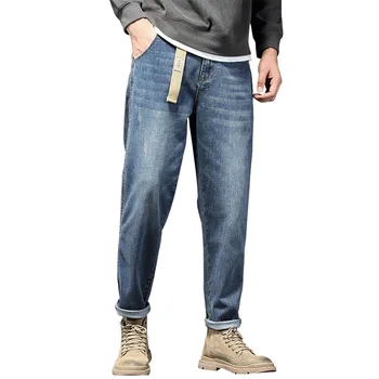2023 Новые Зимние Осенние Мужские Хлопковые повседневные джинсы Для Мужчин, Высококачественные Мужские Брюки