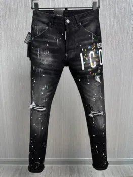 2023 Новые Летние мужские джинсовые брюки d2 Jeans 3D кроя, стирка, приталенный крой, прочная средняя талия, легкие