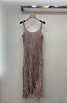 2023, новый женский модный топ без рукавов, плиссированная приталенная юбка на подтяжках, элегантное платье 0730