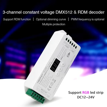 3-Канальный DMX512 Декодер Поддерживает функцию RDM CV светодиодный Контроллер 12V 24V Совместим с мастер-пультом дистанционного Управления PWM Для RGB светодиодной ленты