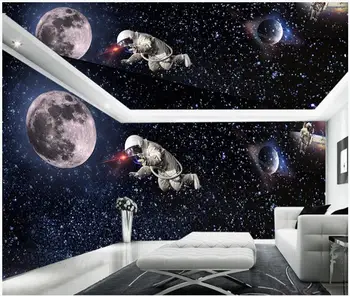 3d настенные фрески, обои для гостиной, Луна, звездное небо, космический космонавт, домашний декор, фотообои для стен, 3 d