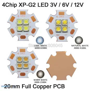 5 x Cree XPG2 XP-G2 3V 6V 12V 4 чипа 4 светодиода Высокой Мощности Светодиодный Излучатель Холодного Белого Теплого Белого Нейтрального белого цвета на 20 мм медной печатной плате