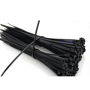 500 шт./лот, 5*200 мм, самоблокирующиеся нейлоновые кабельные стяжки для электрического провода/кабеля, черные стяжки на молнии, проволочные стяжки 20 см