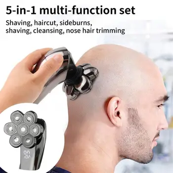7D Электробритва Для мужчин, Триммер для волос в Бороде, Электробритва с 7 плавающими головками, Триммер для волос в бороде, Носу, Бритвенная машинка для стрижки, ЖК-дисплей