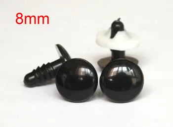 8 мм Плоские безопасные черные Глаза Амигуруми для куклы с пластиковыми шайбами-200 шт.