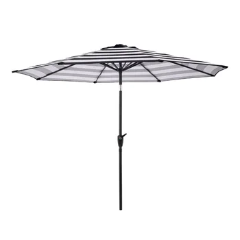 9-футовый полосатый открытый зонт для патио с наклоном, черно-белый зонт для патио, мебель для патио