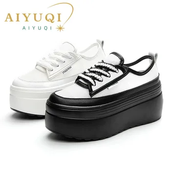 AIYUQI, Белые кроссовки, Женская платформа, Весна 2023, Новая женская обувь с внутренним усилением, Повседневная модная студенческая обувь на шнуровке, Женская