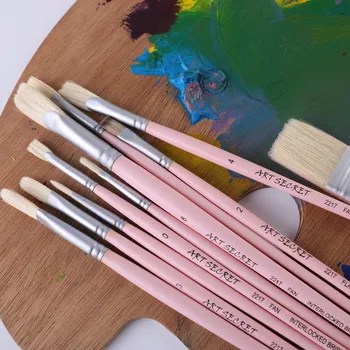 ArtSecret High Grade 10/Комплект 2217 Кистей для рисования Из свиной щетины, Деревянная ручка, художественный инструмент для рисования акрилом и маслом