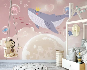 beibehang Настроить новый скандинавский фон для детской комнаты принцессы с фантазийным китом ручной росписи, обои papel de parede