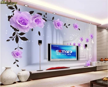 beibehang Цветочный фон для телевизора, обои для стен, фрески, пользовательские 3D большие фрески, фон для постельных принадлежностей, мультяшные обои