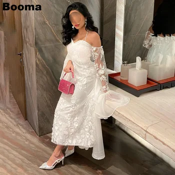 Booma Белые кружевные вечерние платья с вышивкой Длиной до щиколоток Цветы Свадебные платья для выпускного вечера в Саудовской Аравии Праздничные платья для мероприятий