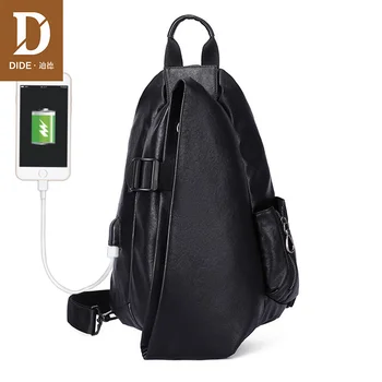 Dide USB зарядные сумки через плечо для Мужчин, Водонепроницаемые Кожаные сумки, Мужская сумка-мессенджер, нагрудный пакет, Хаки, черный, Винтажный