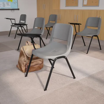 Flash Furniture Серое эргономичное кресло в виде ракушки с откидной подлокотником для планшета для правой руки офисное кресло кресло с откидной спинкой офисная мебель