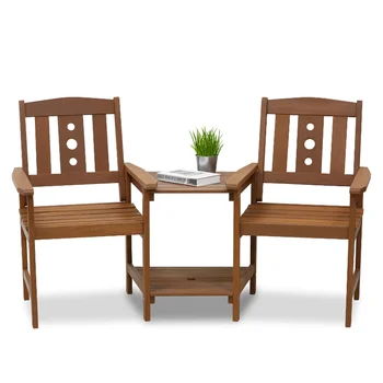Furinno Tioman Открытый набор стульев из твердой древесины Нью-Мексико Jack & Jill, набор уличной мебели, набор мебели для патио