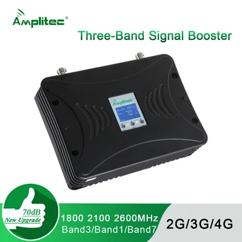 GSM Ретранслятор 2G 3G 4G Усилитель сигнала Трехдиапазонный Мобильный сигнал LTE Усилитель сотовой связи 1800/2100/2600 МГц + Дополнительные комплекты ЖК-дисплеев