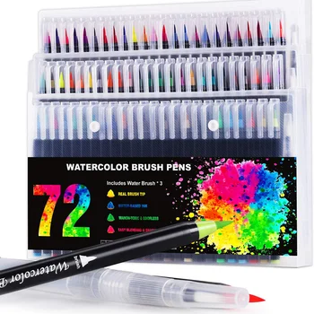 Haile 72 цвета, акварельные художественные маркеры, мягкая кисть, акварельные чернила, набор ручек для каллиграфии, раскрашивания, рисования, манги