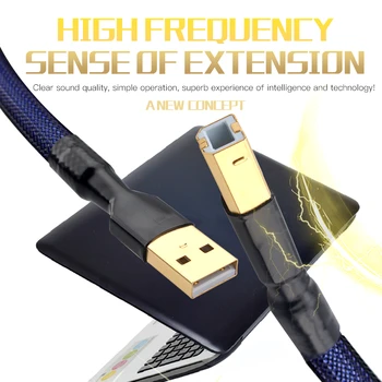 HIFI 6N OCC Посеребренный USB-кабель Высокого Качества от типа A до Типа B Hifi-кабель для передачи данных для ЦАП