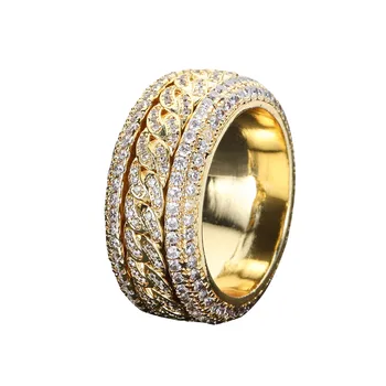 Hip-hop Zircon Ring Rotatable Cuban Ring Brand Fashion Personality Men's Ring кольцо женское bagues acier inoxydables femmes 반지