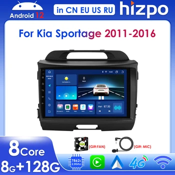 Hizpo 2 Din Автомобильный Радиоприемник Android 12 Carplay для KIA Sportage 3 2010-2016 Мультимедийный плеер GPS Навигация Стерео SWC BT DSP RDS 4G