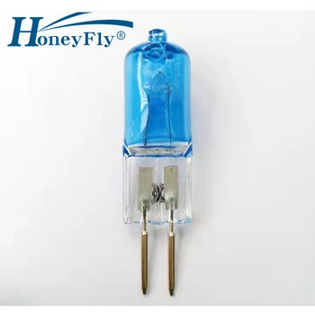 HoneyFly 5шт G5.3 Галогенное Покрытие Синяя Лампа 220 В 35 Вт Холодная Белая Капсула Хрустальный Светильник 40 Вт Галогенная Лампа для Ароматерапии