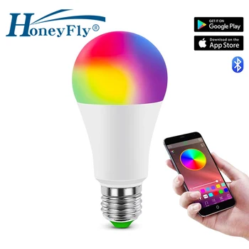 HoneyFly Dimmable Smart RGB LED Light E27 7 Вт Лампа Музыкальная Wifi Приложение Управление Хронометражной Лампой Совместимая Система Android/IOS Magic Home