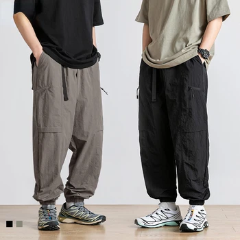 HOUZHOU Techwear Брюки-карго, мужские брюки для бега, черные брюки Оверсайз, мужские Свободные повседневные японские уличные костюмы в стиле хип-хоп в стиле пэчворк