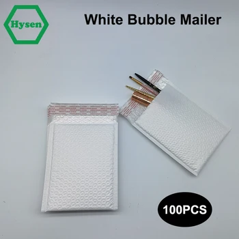 Hysen Bubble Mailers Оптом 100 шт. Широкое применение для подарков, косметики, ювелирных изделий, конвертов с клейким уплотнением, белых мешков с пузырьками