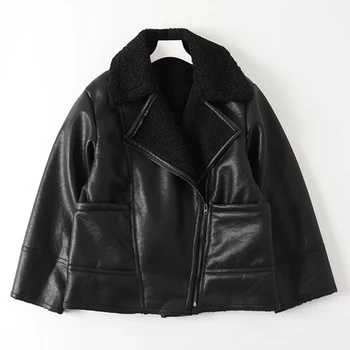 Jenny & Dave Англия, Высококачественная винтажная теплая кожаная куртка из шерпы с карманами, зимнее пальто для женщин