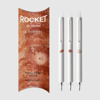 Kaco Rocket 3 шт./компл. Гелевые Ручки Kawaii Bread 0,5 мм Белый Пресс Нейтральный Для Письма caneta Черный Пополняемый Канцелярский Набор Для Подписи Stylo