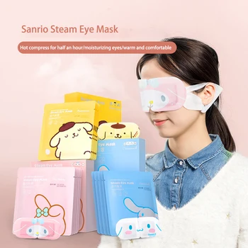Kawaii Sanrio My Melody Cinnamoroll Hello Kitty Паровая маска для глаз Снимает усталость глаз Одноразовый Горячий Компресс Милые игрушки для девочки