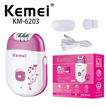 Kemei Km-6203 Розовый USB-Зарядка Профессиональный Электрический Женский Эпилятор для тела, Триммер для волос