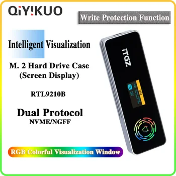 M.2 Твердотельный мобильный NVMe/NGFF Защита от записи из алюминиевого сплава RGB Красочная Визуализация Чехол для жесткого диска Двойной протокол VDS