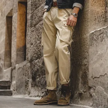 Madden, американские винтажные армейские брюки цвета хаки, выстиранные, со средней талией, прямые повседневные брюки, мужские модные длинные