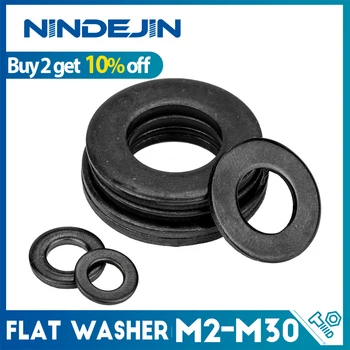 NINDEJIN, Оптовая продажа, большое количество, Черная плоская шайба 3-31000 шт, уплотнительное кольцо из углеродистой стали M2-M30