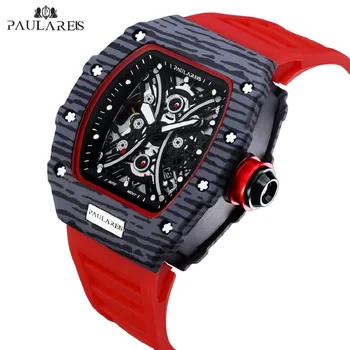 PAULAREIS Классические Мужские часы Люксового бренда Mille Tonneau Модные Спортивные Водонепроницаемые Автоматические механические наручные часы Man Reloj 2023