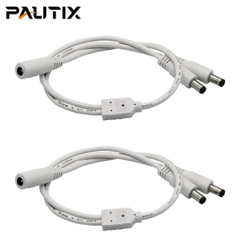 PAUTIX 2-Pack DC от 1 розетки до 2 розеток 5,5 мм X 2,1 мм Разветвительный кабель Адаптер питания постоянного тока для светодиодных лент Видеонаблюдения