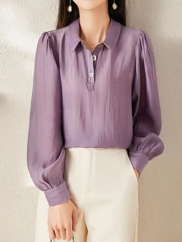 QOERLIN, Стильные Фиолетовые Рубашки с рукавами 